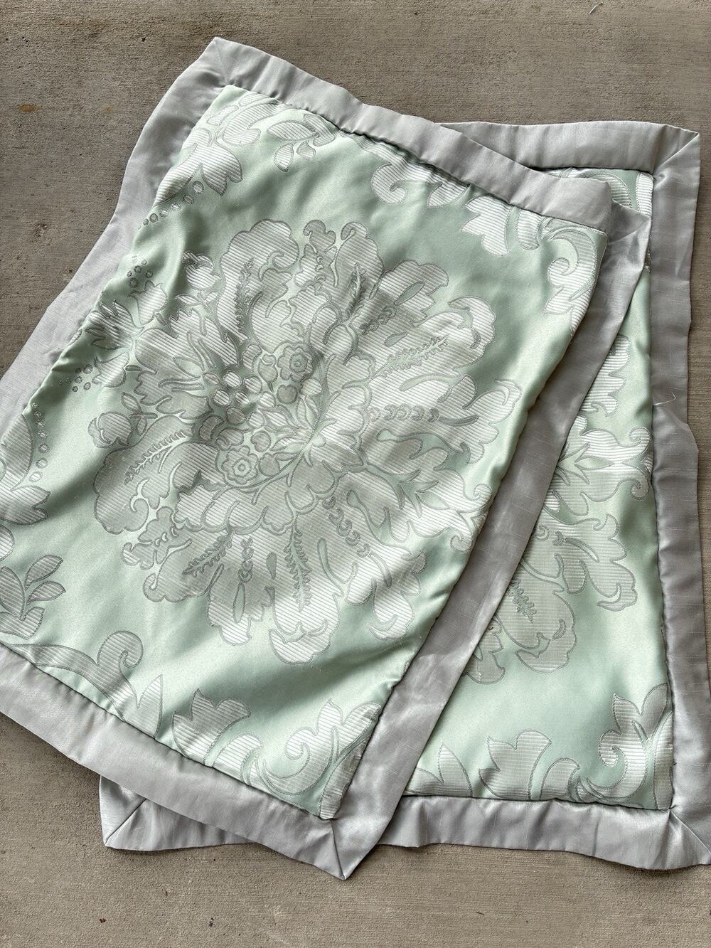Martha Stewart Collection Mint Green & Silver Jacquard Damask Pillow Shams (2)